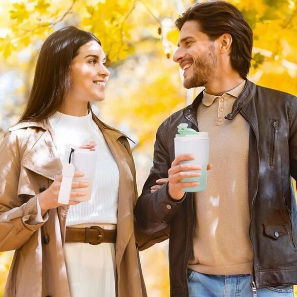 Travel Coffee Mug 12 Oz. 2 Pack Leak Proof Reusable Hot/Cold Double Walled NIB - Picture 8 of 8